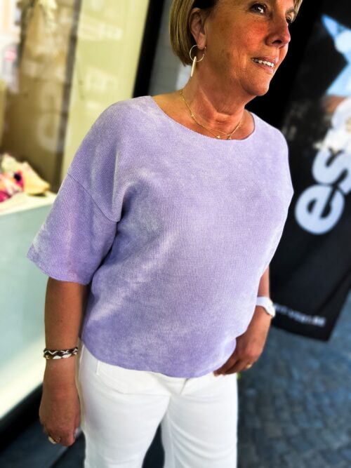T shirt uni doux col bateau Romy lilas Dame 17029 2