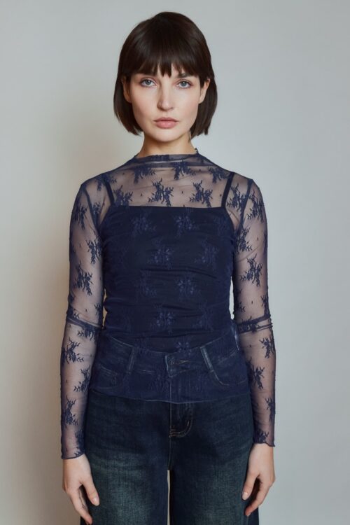 Top en dentelle - Jenny - Marine