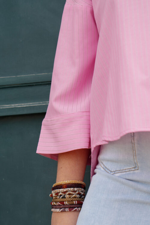 chemise ample lignee manches 3 4 rose 01