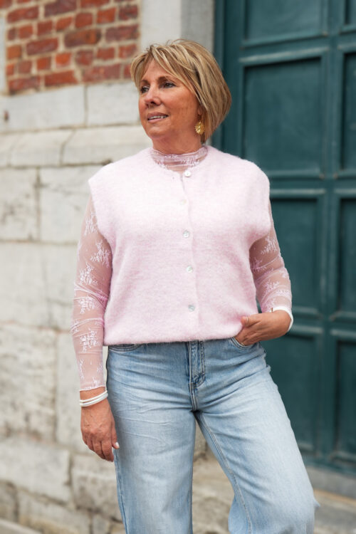 Home 15 Gilet sans manches avec détails boutons - Rose