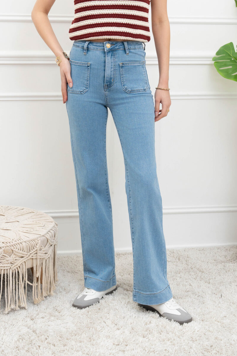 jeans droit avec poches appliquees loris bleu clair 01