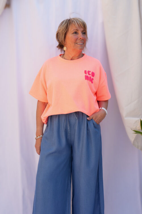Home 9 T-shirt à manches courtes avec logo brodé - Iconic - Corail
