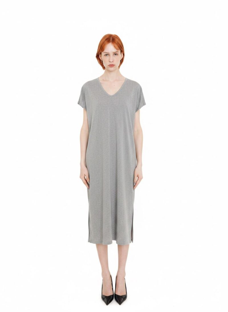 robe en eponge col v erin gris clair 01