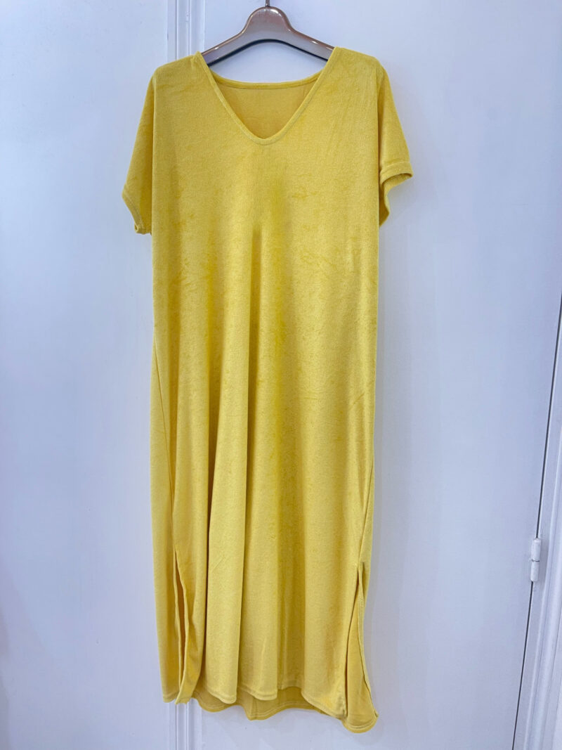 robe en eponge col v erin jaune 01
