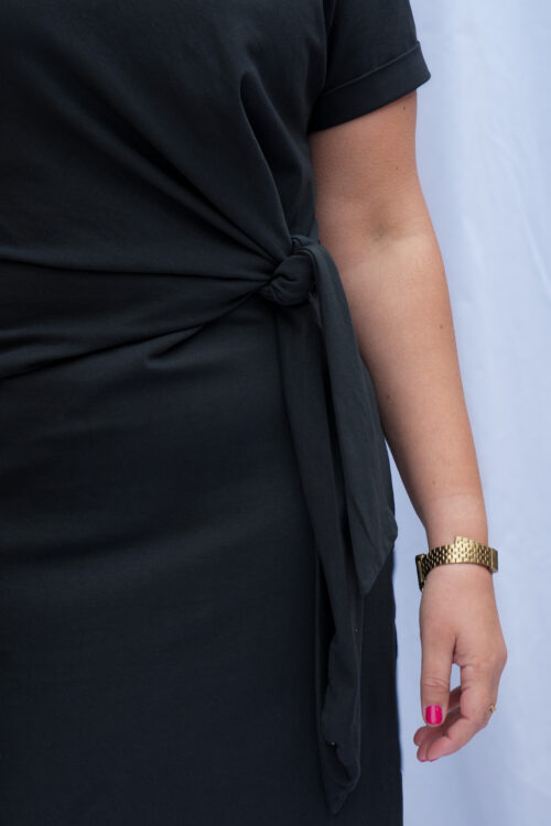robe longue t shirt nouee a la taille stella noir 02