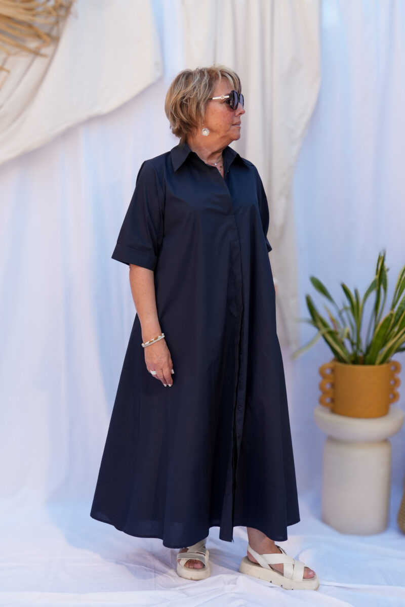 robe mi longue en coton glace bleu marine 03