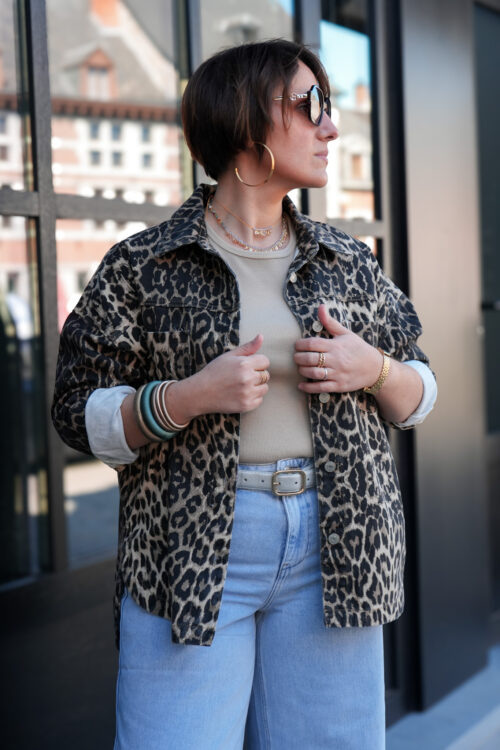 surchemise en jeans oversized max leopard camel 05