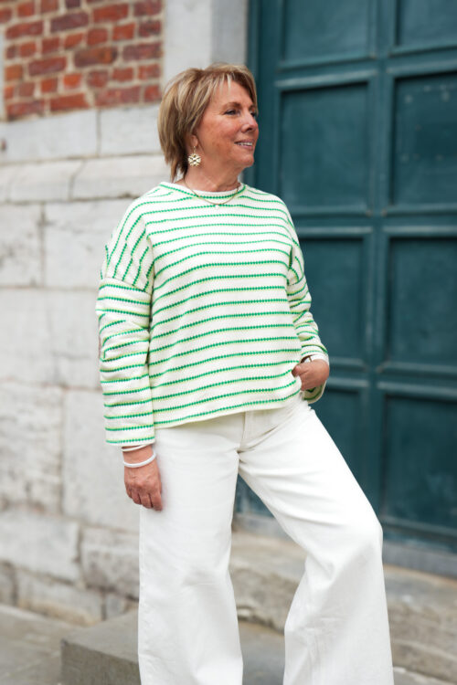 Sweat-shirt en maille avec rayure - Elvire - Vert