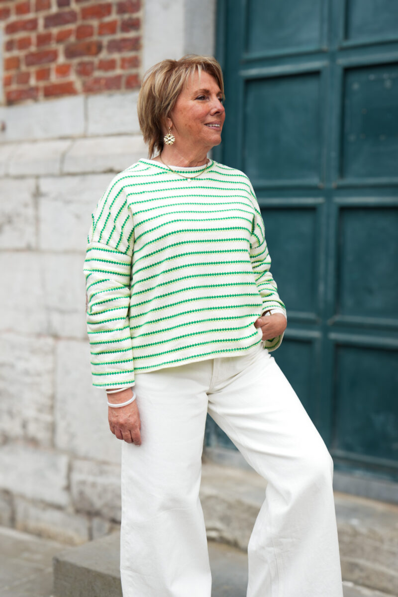 sweat shirt en maille avec rayure elvire vert 03