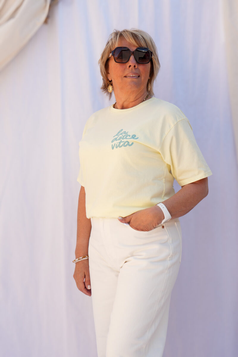 t shirt imprime dolce vita jaune 04