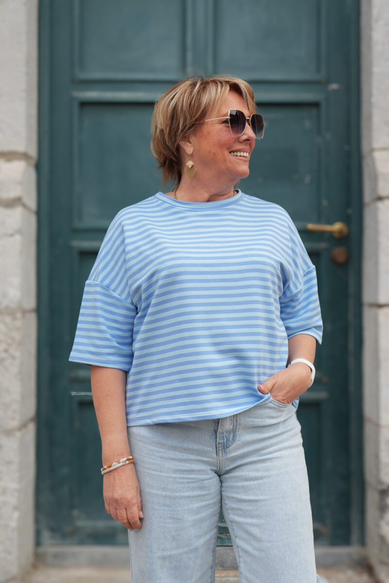 t shirt manches courtes raya bleu et bleu ciel 01