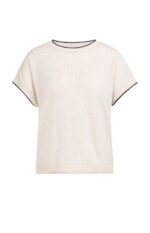 Haut en maille à manches courtes retroussées - YAYA - Cloud Creme White Melange (2)