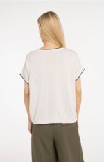 Haut en maille à manches courtes retroussées - YAYA - Cloud Creme White Melange (4)