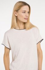 Haut en maille à manches courtes retroussées - YAYA - Cloud Creme White Melange (5)