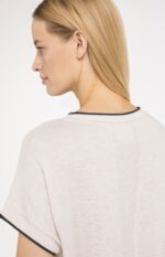 Haut en maille à manches courtes retroussées - YAYA - Cloud Creme White Melange (6)