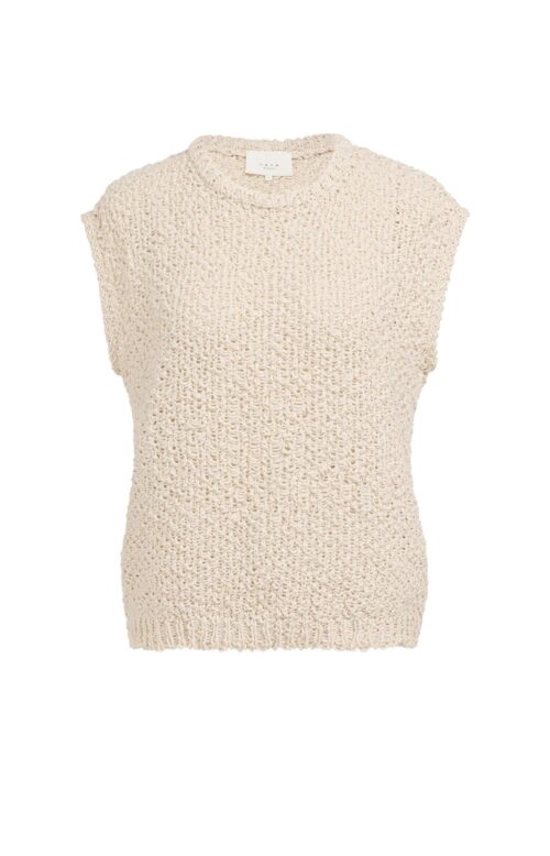 Pull texturé sans manches avec une maille ajourée - YAYA - Cloud Creme White (2)