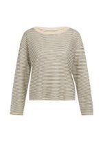Pull à rayures, en maille, finition légèrement transparente - YAYA - Creme Beige Dessin (2)