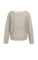 Pull à rayures, en maille, finition légèrement transparente - YAYA - Creme Beige Dessin (8)