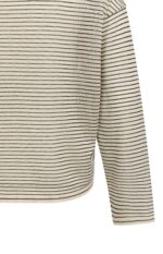 Pull à rayures, en maille, finition légèrement transparente - YAYA - Creme Beige Dessin (9)