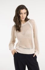 Pull en maille filer, manches raglan - YAYA - Cloud Creme White (3)