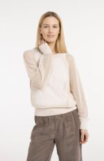 Pull en maille filer, manches raglan - YAYA - Cloud Creme White (8)