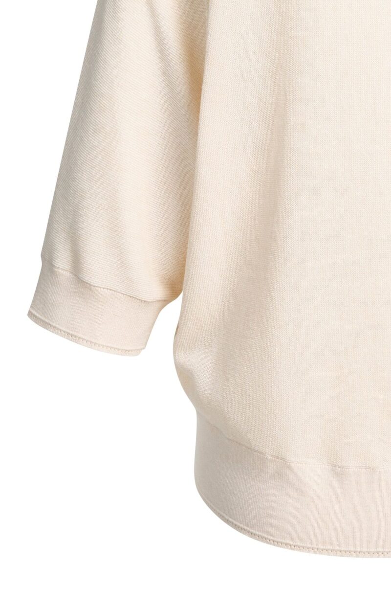 Cardigan manches chauve-souris courtes, fermeture à boutons - YAYA - Cloud Creme White Melange (3)