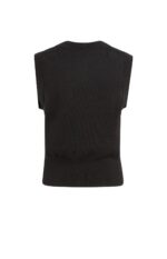 Cardigan sans manches en maille fine, fermeture à boutons - YAYA - Black (8)