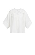 Chemise manches chauve-souris courtes et finitions plissées - YAYA - Ivory White (2)