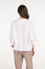 Chemise manches chauve-souris courtes et finitions plissées - YAYA - Ivory White (4)