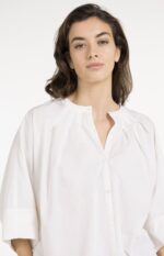 Chemise manches chauve-souris courtes et finitions plissées - YAYA - Ivory White (5)