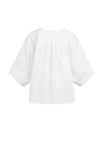 Chemise manches chauve-souris courtes et finitions plissées - YAYA - Ivory White (7)