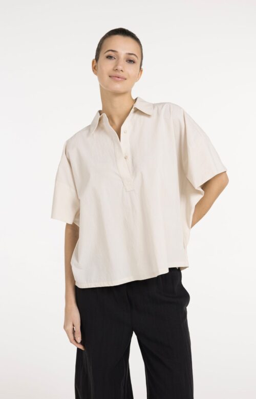 Blouse oversize avec détails aux manches - YAYA - Cloud Creme White (2)