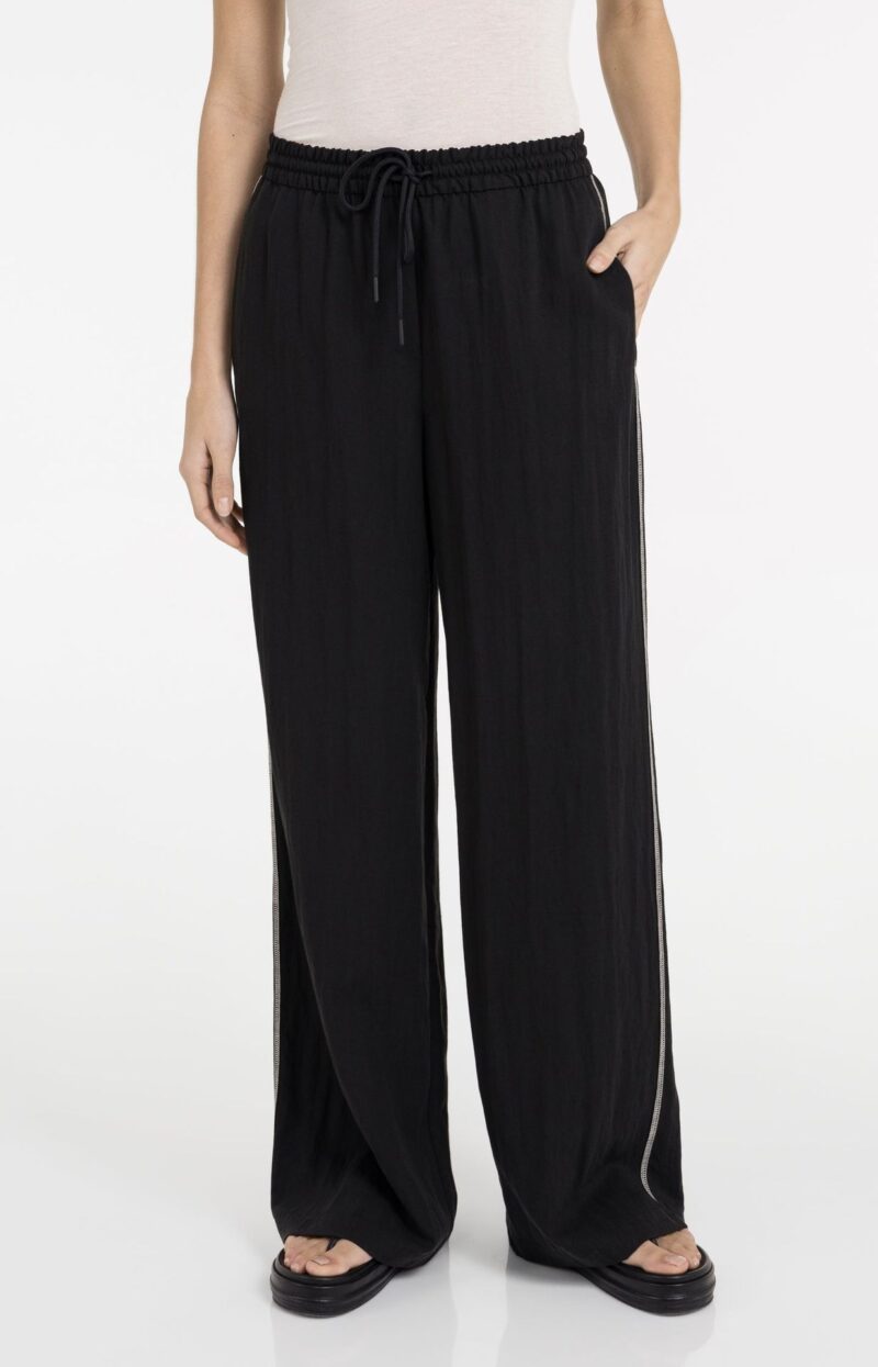 Pantalon coupe large et coutures apparentes (L32) - YAYA - Black