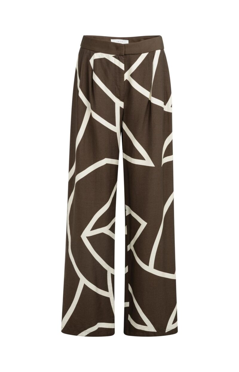 Pantalon imprimé, coupe large - YAYA - Chocolate Martini Brown Dessin (2)