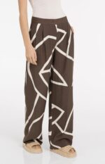 Pantalon imprimé, coupe large - YAYA - Chocolate Martini Brown Dessin (3)