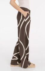 Pantalon imprimé, coupe large - YAYA - Chocolate Martini Brown Dessin (4)