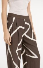 Pantalon imprimé, coupe large - YAYA - Chocolate Martini Brown Dessin (6)