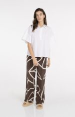 Pantalon imprimé, coupe large - YAYA - Chocolate Martini Brown Dessin (10)
