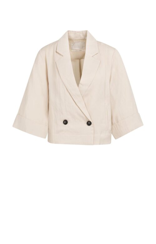 Blazer boutonné aux manches kimono - YAYA - Cloud Creme White (2)