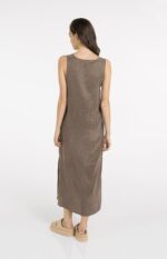 Robe col V, effet froissé - YAYA - Washed Brown (5)