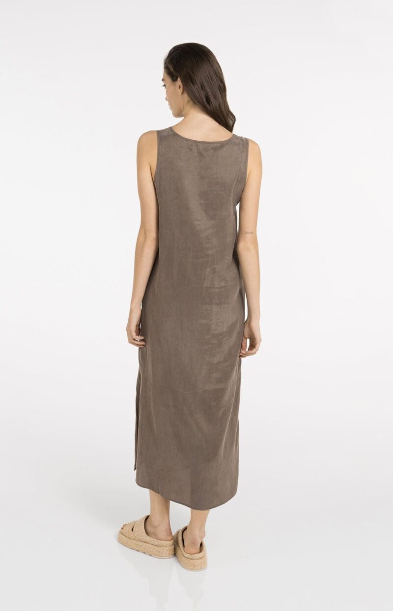 Robe col V, effet froissé - YAYA - Washed Brown (5)