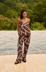 Débardeur imprimé à col V - YAYA - Chocolate Martini Brown Dessin (7)