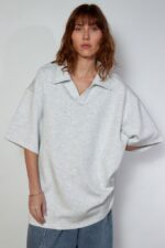 Top type polo oversize - Gris