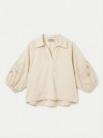 Blouse avec broderie perlée aux manches - Ecru