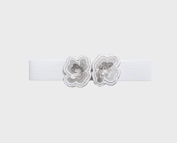 Ceinture élastique - Double fleur - blanc