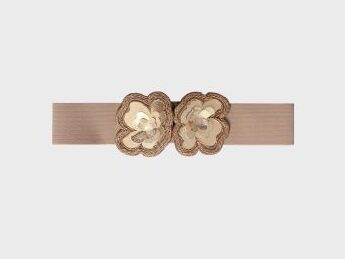 Ceinture élastique - Double fleur - taupe