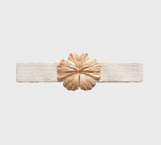Ceinture élastique raphia - Fleur - beige