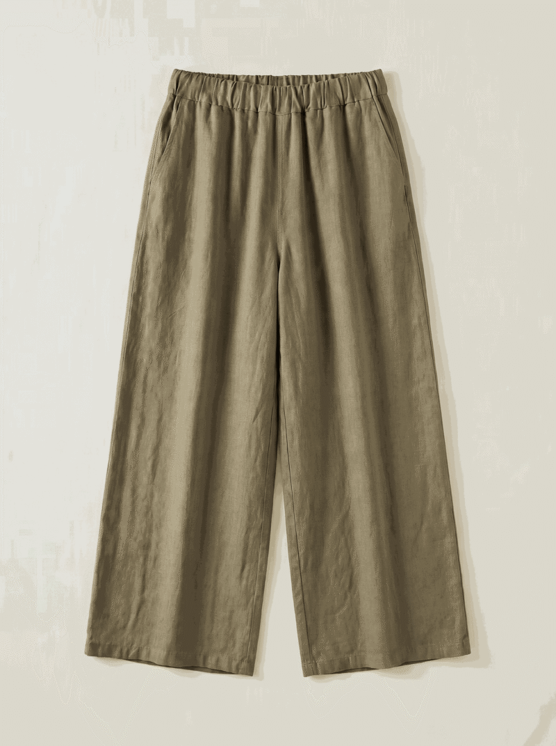Pantalon en lin - Coupe 3/4 - Kaki