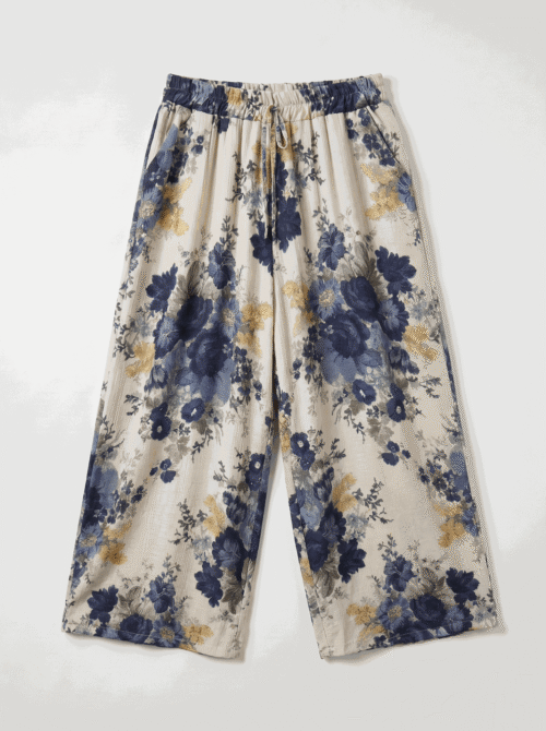 Pantalon imprimé soie - Jaune