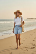 Short en jeans large bord - Nina - bleu clair